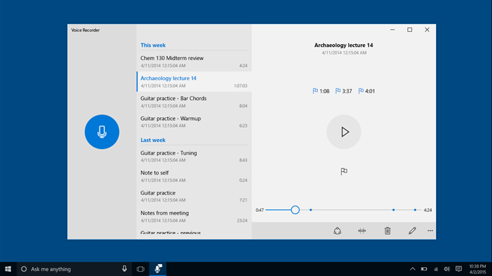 Windows Voice Recorder App for Windows 10